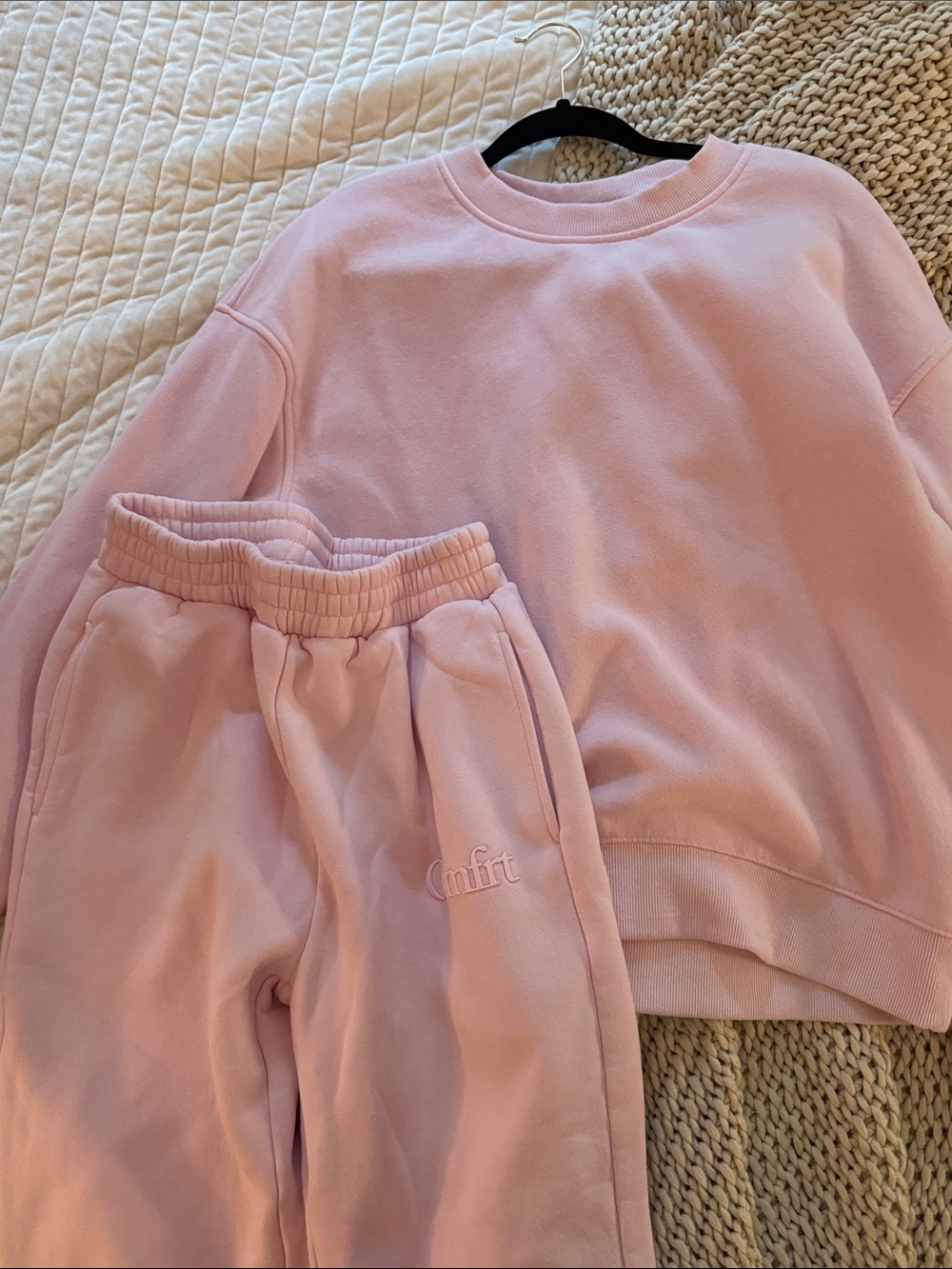 Comfort Fleece Sweatpants and crew neck - Pink